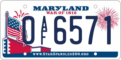MD license plate 0AF6571