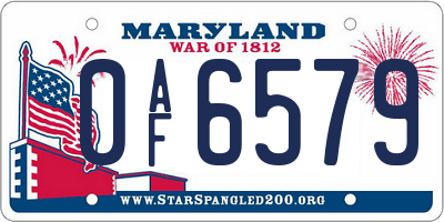 MD license plate 0AF6579