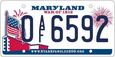MD license plate 0AF6592