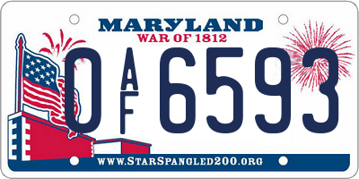 MD license plate 0AF6593
