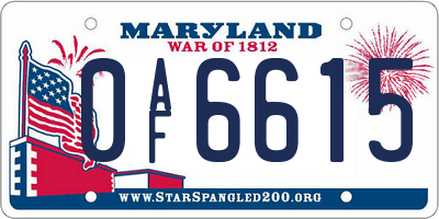 MD license plate 0AF6615