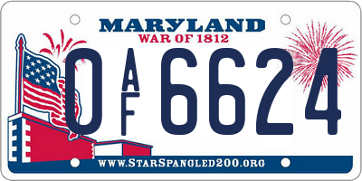 MD license plate 0AF6624
