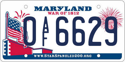 MD license plate 0AF6629