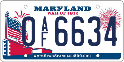 MD license plate 0AF6634