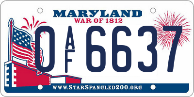 MD license plate 0AF6637