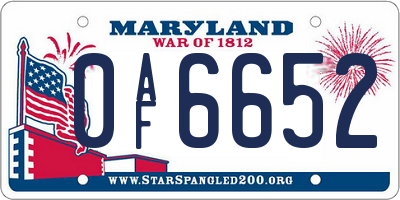 MD license plate 0AF6652