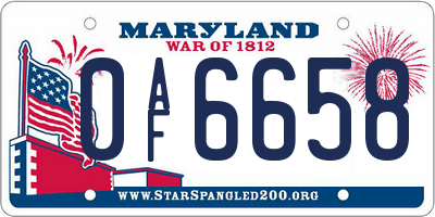 MD license plate 0AF6658