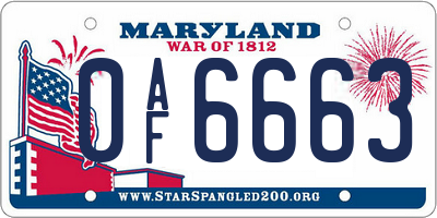 MD license plate 0AF6663