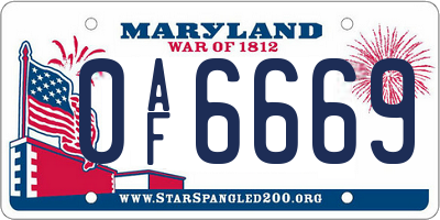 MD license plate 0AF6669