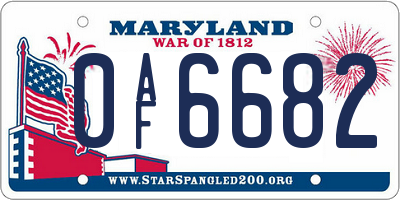 MD license plate 0AF6682