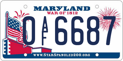 MD license plate 0AF6687