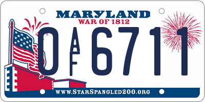 MD license plate 0AF6711