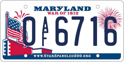 MD license plate 0AF6716