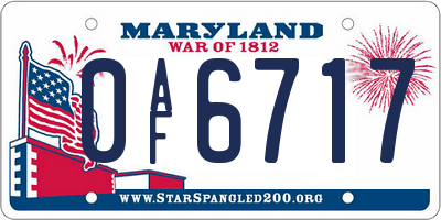 MD license plate 0AF6717