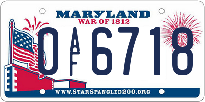 MD license plate 0AF6718