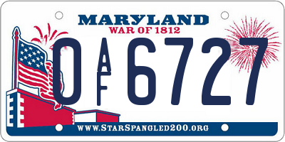 MD license plate 0AF6727