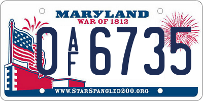MD license plate 0AF6735