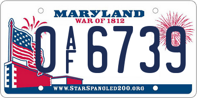 MD license plate 0AF6739