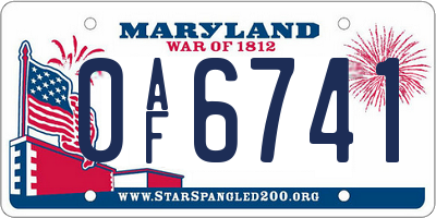 MD license plate 0AF6741