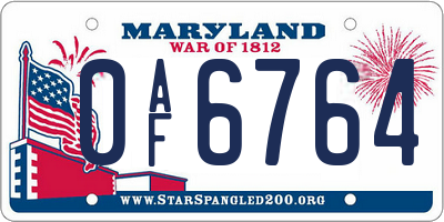 MD license plate 0AF6764