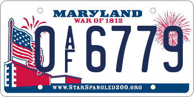 MD license plate 0AF6779