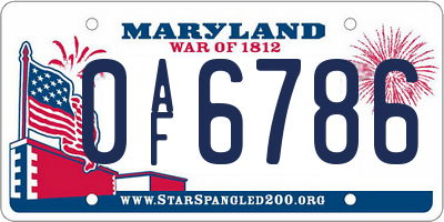 MD license plate 0AF6786