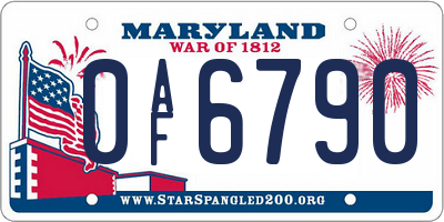 MD license plate 0AF6790