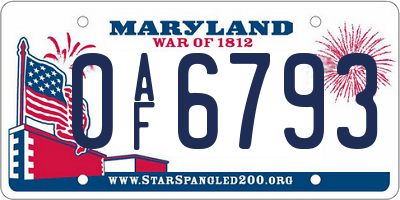 MD license plate 0AF6793
