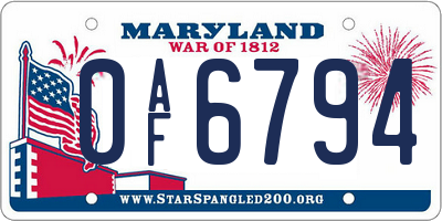 MD license plate 0AF6794