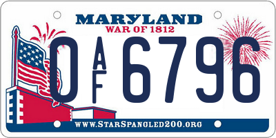 MD license plate 0AF6796