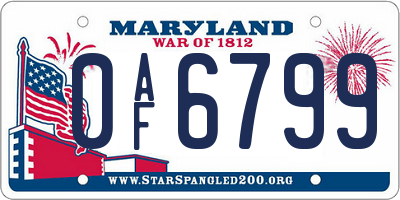 MD license plate 0AF6799
