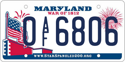 MD license plate 0AF6806
