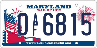 MD license plate 0AF6815