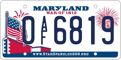 MD license plate 0AF6819