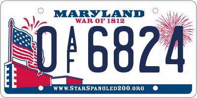 MD license plate 0AF6824