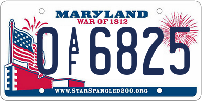 MD license plate 0AF6825