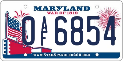 MD license plate 0AF6854