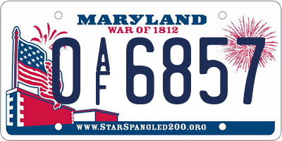 MD license plate 0AF6857