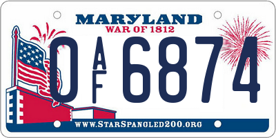 MD license plate 0AF6874