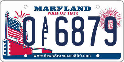 MD license plate 0AF6879