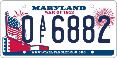 MD license plate 0AF6882