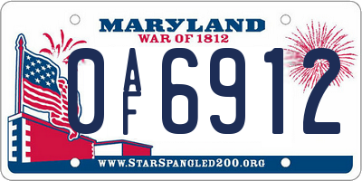 MD license plate 0AF6912
