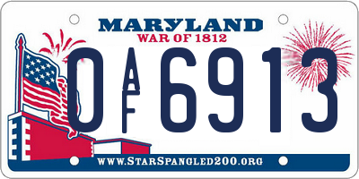 MD license plate 0AF6913