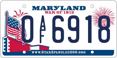 MD license plate 0AF6918