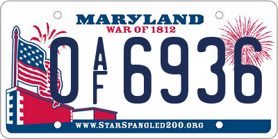 MD license plate 0AF6936