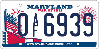 MD license plate 0AF6939