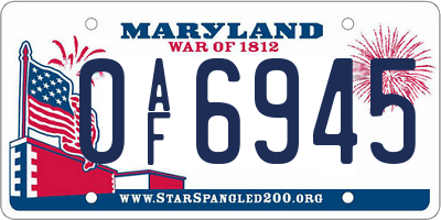 MD license plate 0AF6945