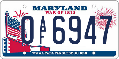 MD license plate 0AF6947