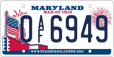 MD license plate 0AF6949