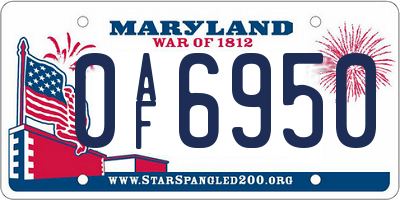 MD license plate 0AF6950